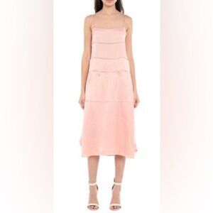 Carven satin midi dress peachy pink